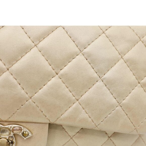 Chanel  Precious Jewel Single Flap Jumbo Leather Shoulder Bag Gold - Picture 15 of 16